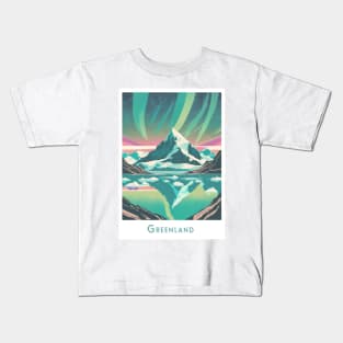 Travel Vintage Retro - Aurora over Greenland Kids T-Shirt